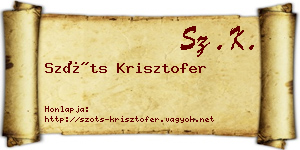 Szőts Krisztofer névjegykártya